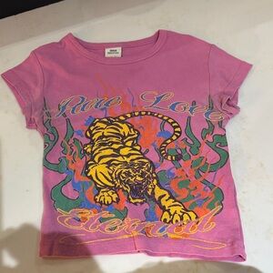 Urban Outfitters Pink Tiger Graphic Crop Top